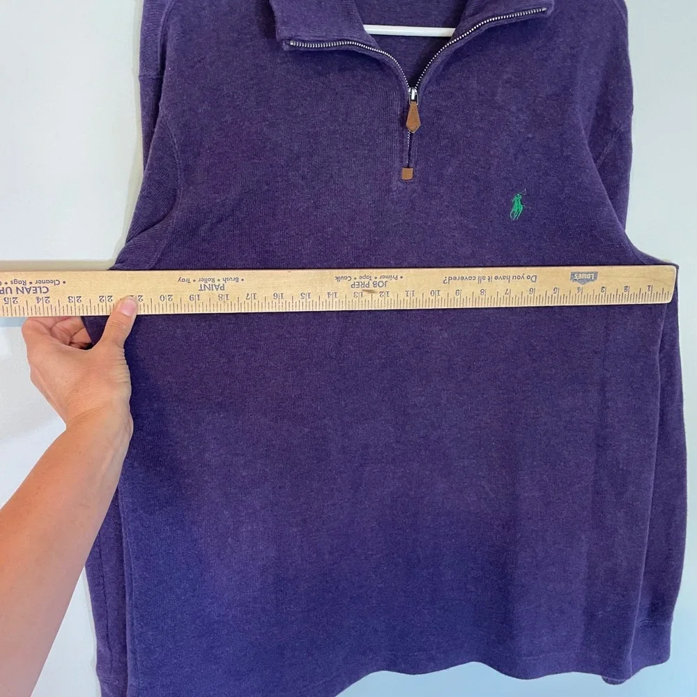 Polo Ralph Lauren Mens Purple Cotton Quarter Zip Pullover Sweater‎ Large Preppy